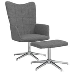 Greatstore Relaxační křeslo se stoličkou tmavě šedé textil