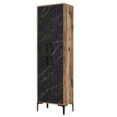 Hanah Home Botník, skříňka na boty Berlin A - Walnut, Black Marble, Ořech, Černá