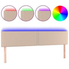 Greatstore Čelo postele s LED cappuccino 200x5x78/88 cm umělá kůže