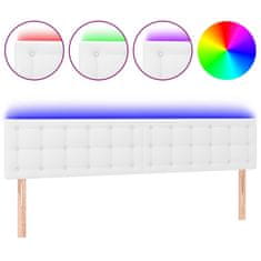 Greatstore Čelo postele s LED bílé 160x5x78/88 cm umělá kůže