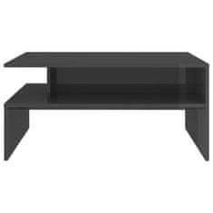 Greatstore Konferenční stolek šedý vysoký lesk 90x60x42,5 cm dřevotříska