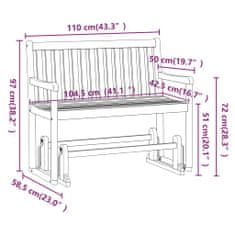 Vidaxl Zahradní houpací lavice 110 cm masivní akáciové dřevo