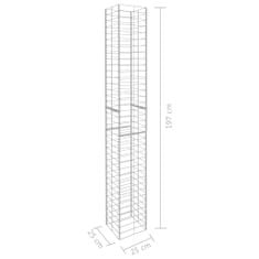 Greatstore Gabionové koše 3 ks pozinkovaná ocel 25 x 25 x 197 cm