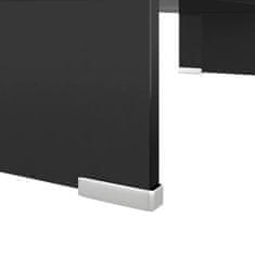 Greatstore TV stolek / podstavec na monitor sklo černý 60x25x11 cm