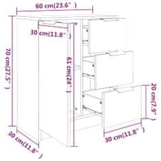 Greatstore Příborníky 2 ks hnědý dub 60 x 30 x 70 cm kompozitní dřevo