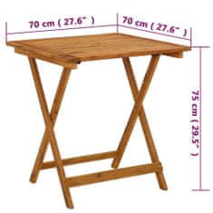 Petromila Skládací zahradní stůl 70 x 70 x 75 cm masivní akáciové dřevo