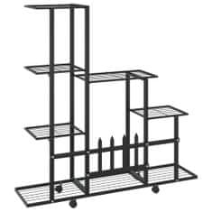 Vidaxl Stojan na květiny na kolečkách 94,5 x 25 x 92,5 cm černý kov