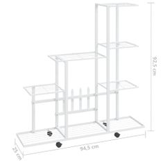 Vidaxl Stojan na květiny na kolečkách 94,5 x 25 x 92,5 cm bílý kov