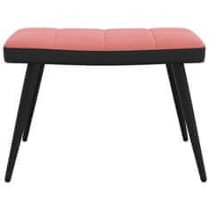 Greatstore Relaxační křeslo se stoličkou růžové samet a PVC