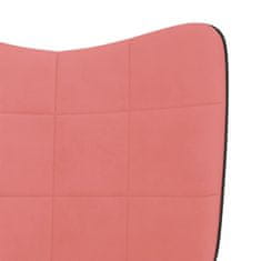 Greatstore Relaxační křeslo se stoličkou růžové samet a PVC