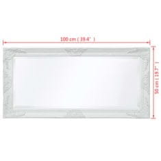 Vidaxl Nástěnné zrcadlo barokní styl 100x50 cm bílé