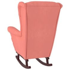 Vidaxl Houpací křeslo s nohami z kaučukovníkového dřeva růžové samet