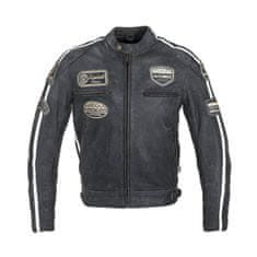 W-TEC Pánská kožená moto bunda Dark Vintage Barva tmavě šedá, Velikost 5XL