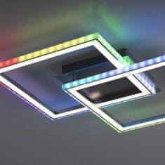 PAUL NEUHAUS LEUCHTEN DIREKT is JUST LIGHT LED stropní svítidlo 44,5x44,5cm, stříbrná barva, otočné, RGB Rainbow, stmívatelné RGB plus 2700-5000K