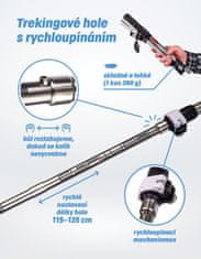 ACRAsport Speciální 5-dílné trekingové hole, 1 pár s příslušenstvím 115 - 135 cm LTH133