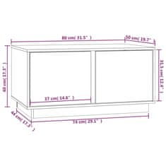 Greatstore Konferenční stolek šedý 80 x 50 x 40 cm masivní borové dřevo