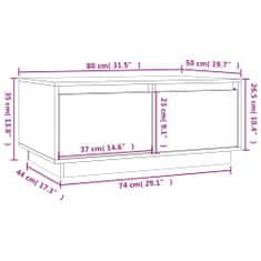 Greatstore Konferenční stolek bílý 80x50x35 cm masivní borové dřevo