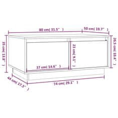 Greatstore Konferenční stolek černý 80x50x35 cm masivní borové dřevo