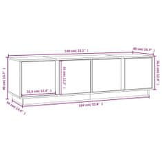 Greatstore TV skříňka šedá 140 x 40 x 40 cm masivní borové dřevo