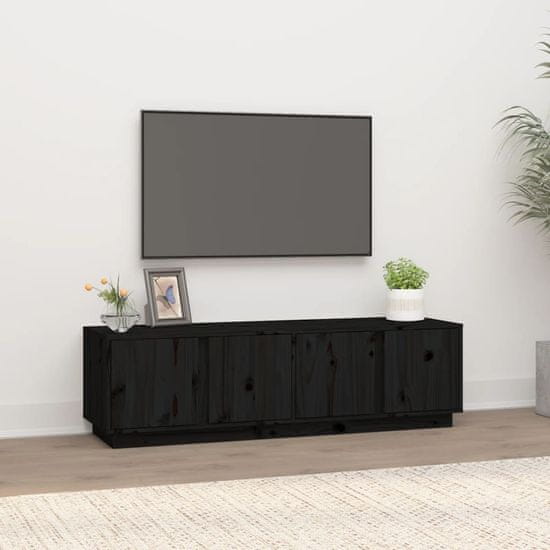 Greatstore TV skříňka černá 140 x 40 x 40 cm masivní borové dřevo