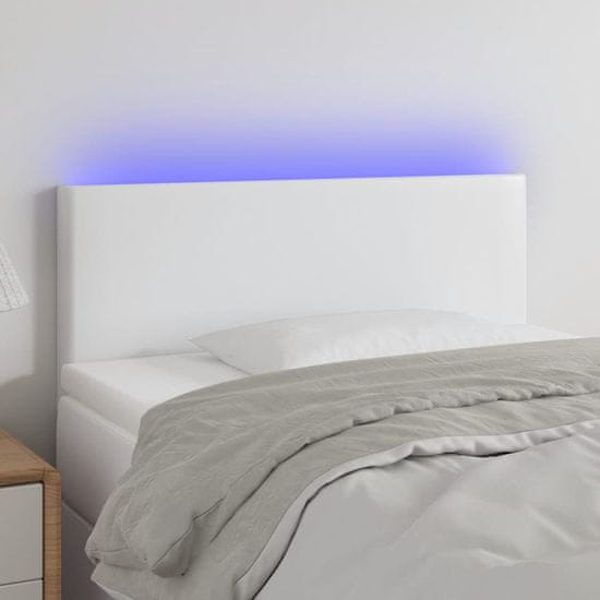 Vidaxl Čelo postele s LED bílé 100x5x78/88 cm umělá kůže