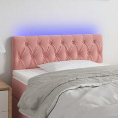 Greatstore Čelo postele s LED růžové 90 x 7 x 78/88 cm samet