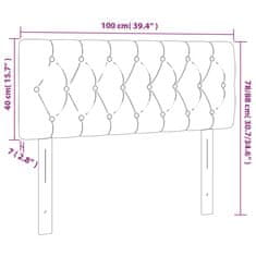 Greatstore Čelo postele s LED tmavě modré 100 x 7 x 78/88 cm samet