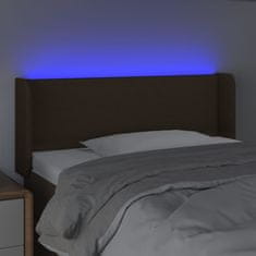 Greatstore Čelo postele s LED tmavě hnědé 83 x 16 x 78/88 cm textil