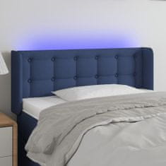 Greatstore Čelo postele s LED modré 103 x 16 x 78/88 cm textil