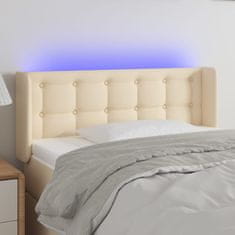 Vidaxl Čelo postele s LED krémové 93 x 16 x 78/88 cm textil