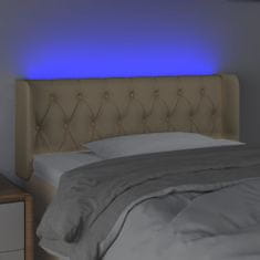 Vidaxl Čelo postele s LED krémové 93 x 16 x 78/88 cm textil