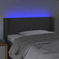 Greatstore Čelo postele s LED tmavě šedé 83 x 16 x 78/88 cm textil