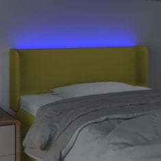 Vidaxl Čelo postele s LED zelené 83 x 16 x 78/88 cm textil