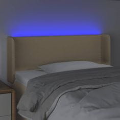 Greatstore Čelo postele s LED krémové 83 x 16 x 78/88 cm textil