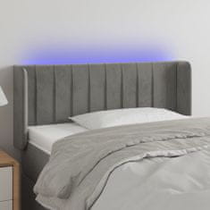 Vidaxl Čelo postele s LED světle šedé 83 x 16 x 78/88 cm samet