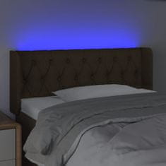 Greatstore Čelo postele s LED tmavě hnědé 103 x 16 x 78/88 cm textil