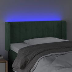 Vidaxl Čelo postele s LED tmavě zelené 83 x 16 x 78/88 cm samet