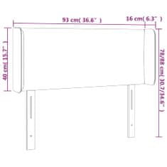 Greatstore Čelo postele s LED tmavě šedé 93 x 16 x 78/88 cm samet