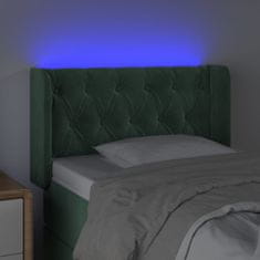 Greatstore Čelo postele s LED tmavě zelené 83 x 16 x 78/88 cm samet