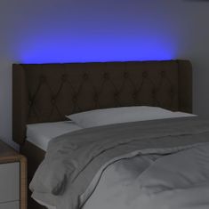 Greatstore Čelo postele s LED tmavě hnědé 93 x 16 x 78/88 cm textil