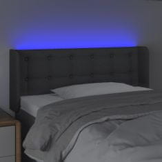 Greatstore Čelo postele s LED tmavě šedé 93 x 16 x 78/88 cm textil