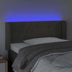 Vidaxl Čelo postele s LED tmavě šedé 83 x 16 x 78/88 cm samet