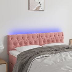 Vidaxl Čelo postele s LED růžové 144 x 7 x 78/88 cm samet