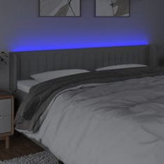 Greatstore Čelo postele s LED světle šedé 183 x 16 x 78/88 cm textil