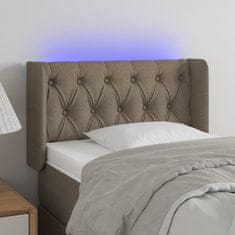 Greatstore Čelo postele s LED taupe 83 x 16 x 78/88 cm textil