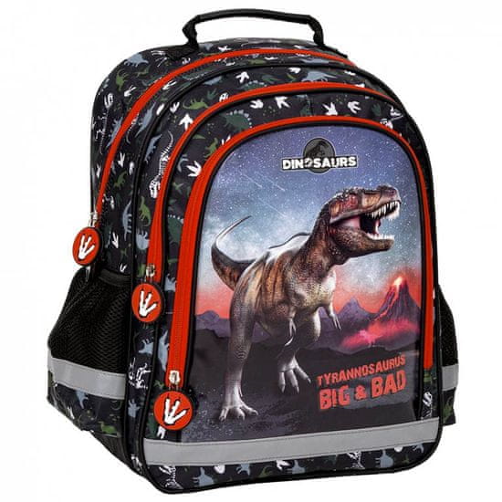 Derform Školní batoh Dinosauři ergonomický 38cm černý