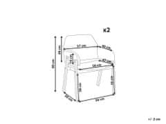 Beliani Sada 2 čalouněných jídelních židlí tmavé dřevo/ šedé ALBION