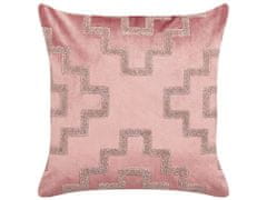 Beliani Sada 2 sametových polštářů geometrický vzor růžové BAHIA