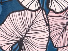 Beliani Sada 2 sametových polštářů vzor listů 45 x 45 cm modrá/ růžová CHRYSANTHEMUM