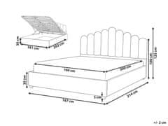 Beliani Sametová postel s úložným prostorem 160 x 200 cm krémová VINCENNES